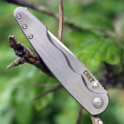 CRKT 7016 Flat Out Framelock A/O, 3.57" 8Cr13MoV SS Plain Blade, Brushed Stainless Handle -CRKT Store 7016.2 63987.1566586347