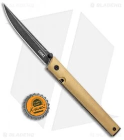CRKT CEO Liner Lock Blade HQ Exclusive Knife Brass (3.11" Black Stonewash D2) -CRKT Store CRKT Brass CEO LL Black SW BHQ 113987 jr bottlecap