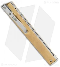 CRKT CEO Liner Lock Blade HQ Exclusive Knife Brass (3.1" Stonewash D2) -CRKT Store CRKT Brass CEO LL SW BHQ 113999 jr side