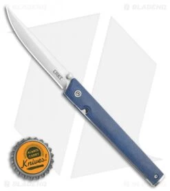 CRKT CEO Liner Lock Knife Blue Linen Micarta (3.1" Satin S35VN) BHQ Exclusive -CRKT Store CRKT CEO Liner Lock Knife Blue Linen Micarta 3.1in Satin S35VN BHQ Exclusive 7096BLS35 BHQ 117054 LS Bottlecap