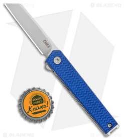 CRKT CEO Microflipper Liner Lock Knife Blue Aluminum (2.21" Satin) -CRKT Store CRKT CEO Microflipper LL Blue Aluminum Satin BHQ 178655 jr bottlecap