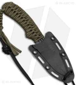 CRKT Crawford Thunder Strike Neck Knife Green Paracord (2.8" Black) 2032 -CRKT Store CRKT Crawford Thunder Strike Neck Green Paracord Black BHQ 27278 jr sheath