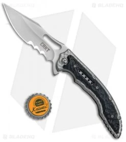 CRKT Ikoma Fossil Frame Lock Knife Black G-10 (3.96" Satin) 5473 -CRKT Store CRKT Ikoma Fossil Black G 10 Serr 5473 BHQ 51855 jr bottlecap 2