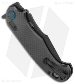 CRKT PSD Liner Lock Spring Assisted Knife Black G-10 / CF (3.6" Black Serr) -CRKT Store CRKT PSD CF G 10 Base LL DP Black BHQ 138951 jr side