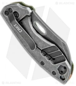 CRKT Pilar Exclusive Frame Lock Knife Green Micarta (2.4" Smokewash D2) -CRKT Store CRKT Pilar FL Green Micarta Smokewash D2 BHQ 113627 jr side