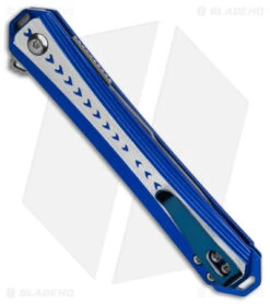 CRKT Stickler Liner Lock Assisted Flipper Knife Blue Aluminum (3.4" Satin) -CRKT Store CRKT Stickler LL Assisted Flipper Knife Blue Aluminum 2in Satin BHQ 145866 td side