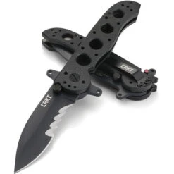 CRKT M21 Linerlock Veff CRM2112SFG, 3.113" 1.4116 Combo Blade, Black G10 Handle -CRKT Store M21 Linerlock Veff 3 51757.1579291604
