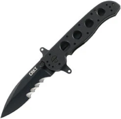 CRKT M21 Linerlock Veff CRM2112SFG, 3.113" 1.4116 Combo Blade, Black G10 Handle