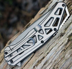 CRKT K330GGP Gusset, 3.5" 8Cr13MoV Plain Blade, Stainless Handles -CRKT Store k330ggp.2 31904.1566585937