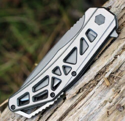 CRKT K330GGP Gusset, 3.5" 8Cr13MoV Plain Blade, Stainless Handles -CRKT Store k330ggp.3 95872.1566585937